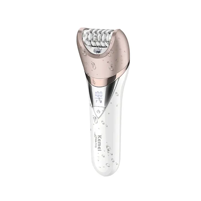 Kemei 7115 Machine d'épilation électrique étanche Massage lavage visage pied broyeur épilateur rasoir 6in1 corps tondeuse femmes