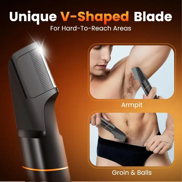 MAXGROOM Manscape corps tondeuse 4 en 1 IPX6 étanche pubien et aine rasage électrique Kit de toilettage pour hommes nez
