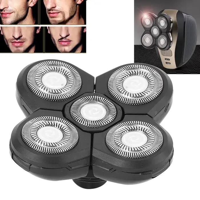 Rasoir à barbe électrique 5 lames tête rotative accessoire étanche remplacement