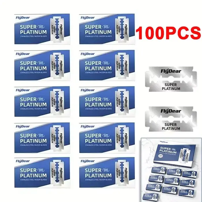 Lames de rasoir 100 pièces en acier inoxydable, lames de rasoir manuelles à double tranchant de styl