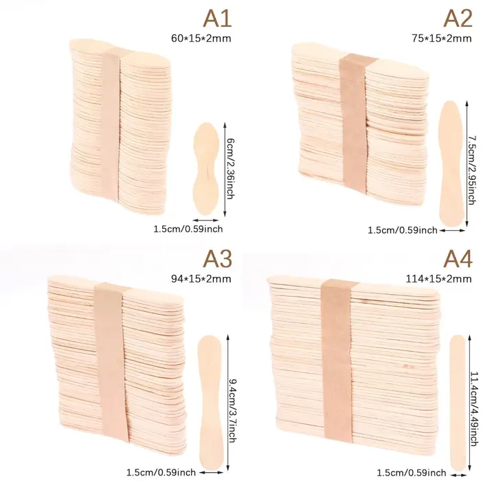 Ensemble de spatules en bois pour épilation du corps