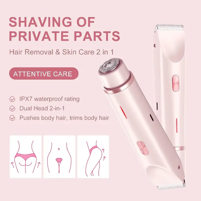 1 Rasoir Électrique pour Femme, Tondeuse Bikini, Rasoir Électrique à Double Tête, Rasoir Corporel Femme Deux-en-Un, Étanche IPX67 pour Utilisation Humide