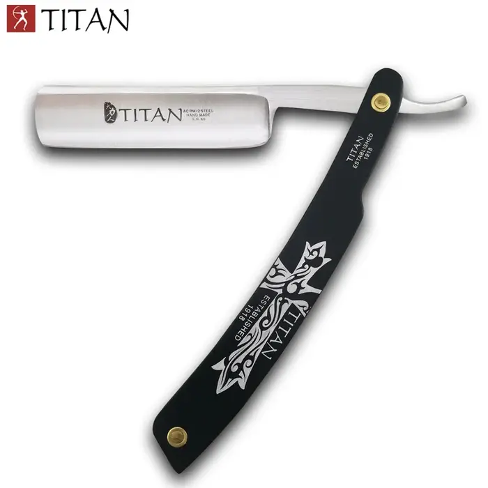 Titan-Rasoir droit avec manche en bois, lame en acier, déjà tranchante