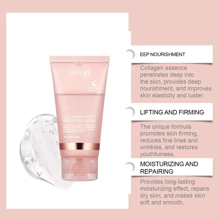 Masque facial décollable au collagène pour la nuit