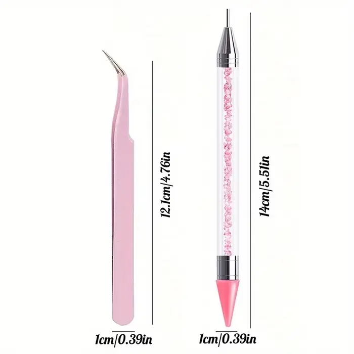 Ensemble de stylos diamant à double extrémité pour manucure, avec crayons, pincettes en acier inoxyd