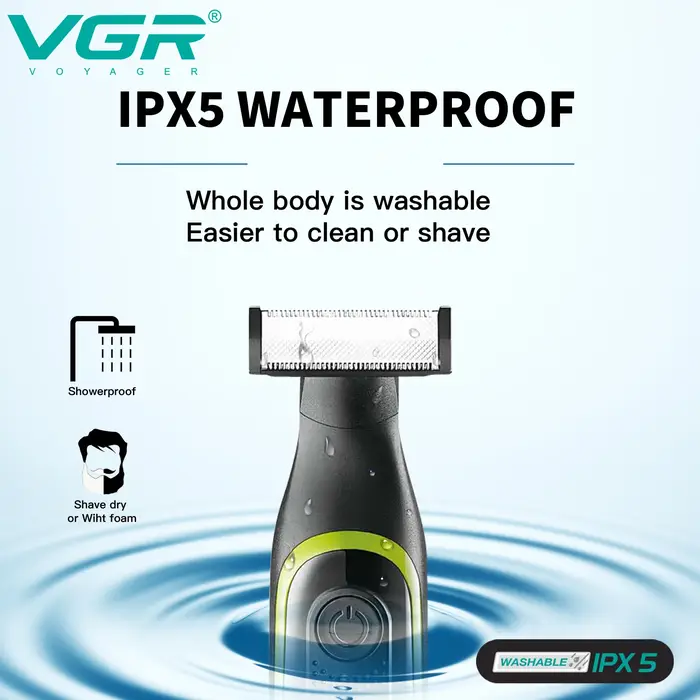 VGR une lame étanche cheveux tondeuse à barbe corps pubien Bikini rasoir Facial électrique