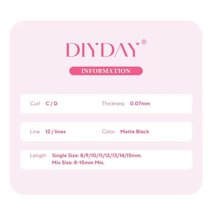 DIYDAY Extension de cils YY en forme de U Premium PBT Double couche U Sahpe YY
