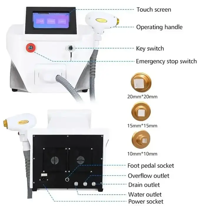 Machine portative d'épilation de Laser de Diode de platine de glace 808nm 755nm 808nm 1064nm épilateur indolore d'épilation pour le Salon de Spa