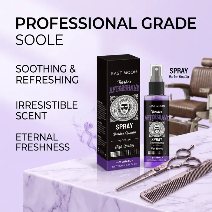 Spray après-rasage pour hommes, frais, apaisant, hydratant, doux, non-irritant, pour usage quotidien chez le barbier ou à la maison.