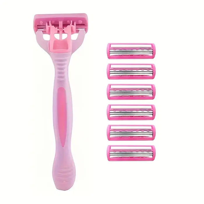 1 manche + 7 lames / Rasoir de sécurité manuel pour hommes et femmes
