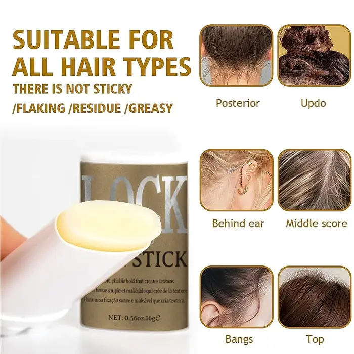 LOCKMIO bâton de cire pour cheveux pour femmes et enfants longue durée maintien pommade contrôle cassé frisottis Flyaway