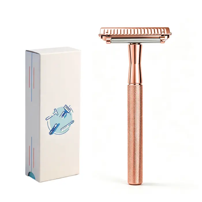 Rasoir de sécurité à double tranchant unisexe pour hommes et femmes, 3 couleurs : or rose, argent, b