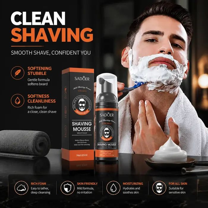 Mousse à raser pour homme, gel efficace pour une barbe douce, crème à raser douce, hydratante et raf