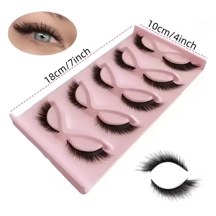5 paires de faux cils aspect naturel, yeux de chat en vison moelleux et yeux de renard, poils fins, 