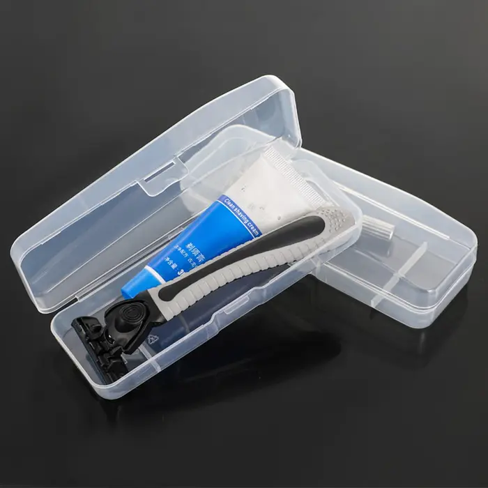 Boîte de rangement transparente pour rasoir, 1 pièce, boîte de rangement Portable de voyage pour hommes, porte-couteau, boîte de rangement en plastique, support de conteneur de rasoir