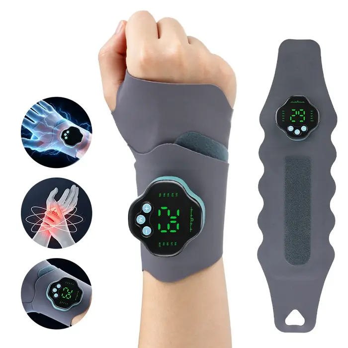 Masseur électrique pour les mains avec micro-courant EMS, 29 niveaux, bracelet sans fil, support de