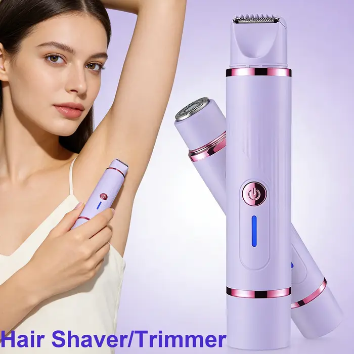Rasoir électrique pour femme, tondeuse bikini 2 en 1, rechargeable, double tête, pour le corps, les 