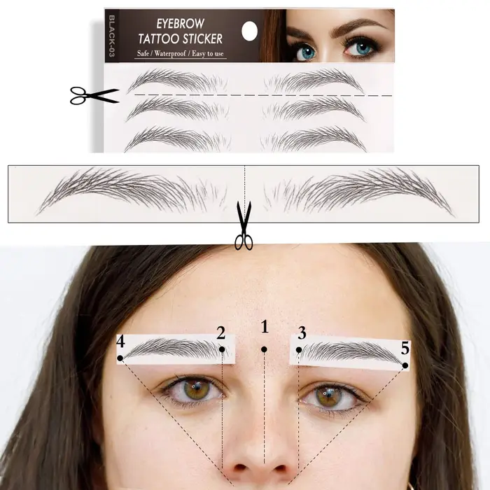 Autocollant de tatouage de sourcils à base d'eau