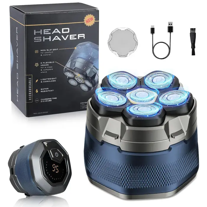 Rasoirs électriques pour hommes chauve, rasoir magnétique 6D, tondeuse à cheveux, affichage LED Rech