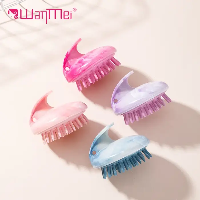 Brosse de massage du cuir chevelu en silicone à motif marbré