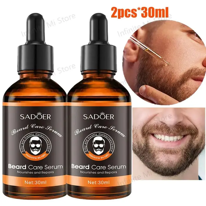 Huile de Soin de la Barbe Biologique Naturelle pour Homme, Brillance Rapide, Adoucissement de la Bar