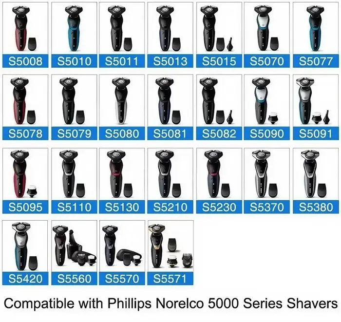 Têtes de rechange complètes pour rasoir électrique Philips Série (S5xxx) S5000 S5100 S5200 S5300 S5400 S5500