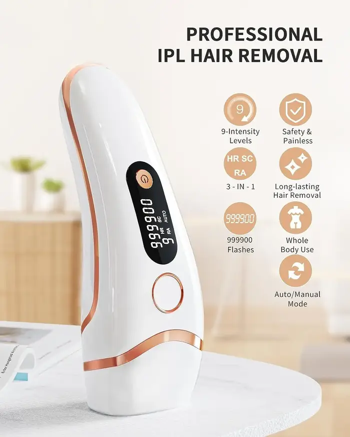 Appareils IPL Laser d'épilation 17J 999900 Light Pulses HR/SC/RA 9 niveaux épilation indolore pour tout le corps usage
