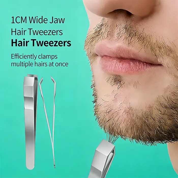 Pince à épiler en acier inoxydable pour barbe et moustache avec précision pour l'épilation du visage