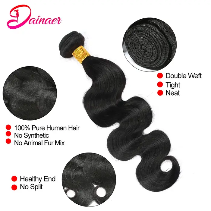 Bundles brésiliens de cheveux humains Body Wave, 100% cheveux vierges non transformés, tissage natur