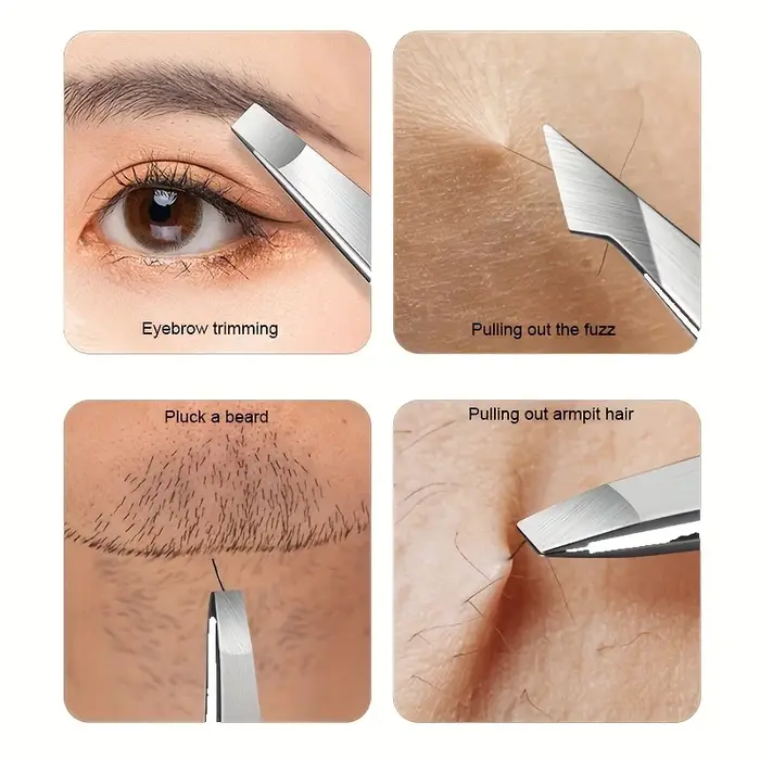Ouriner – ensemble de pincettes à sourcils en acier inoxydable