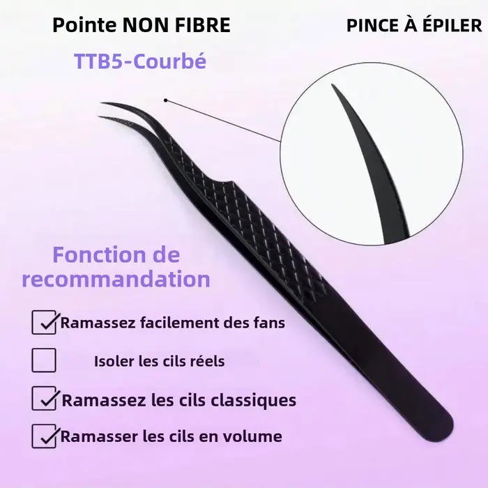 3 pièces ensemble pince à cils professionnelle titane tête incurvée faux