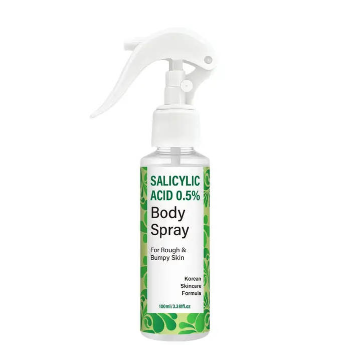 Spray corporel à l'acide salicylique 0,5% avec acide glycolique et panthénol – Formule coréenne pour peaux rugueuses et irrégulières