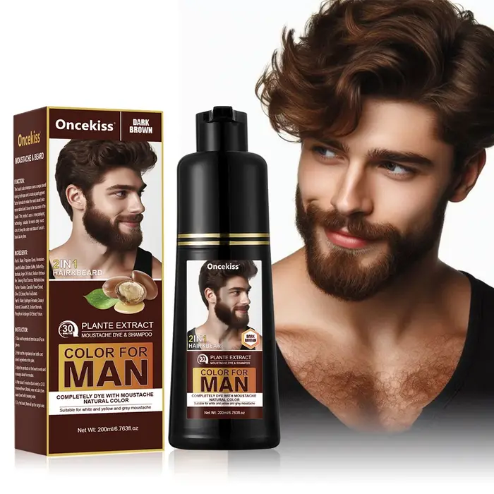 Teinture pour barbe – Coloration semi-permanente pour barbe et moustache, couvre les cheveux gris, a