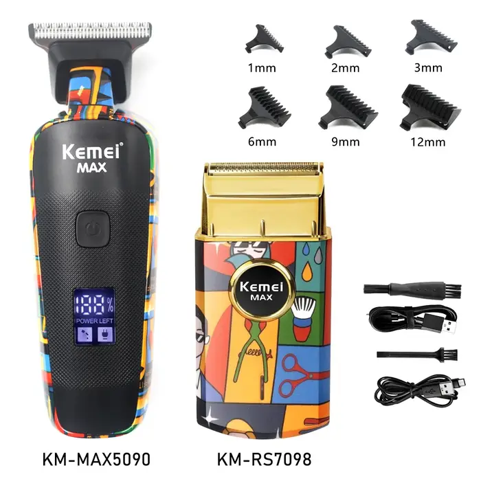 Kemei KM-RS7098 Titane Double Feuille Alternative Rasoir Professionnel Barbier Finition Électrique Hommes