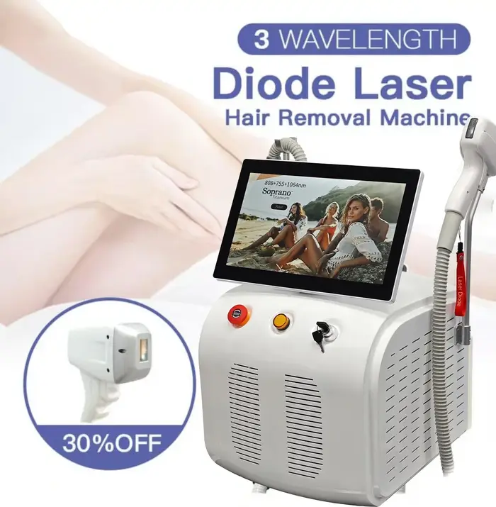 Machine d'épilation laser à diodes sans fil 808nm 755nm 1064nm, indolore et permanente, pour le corps et le visage, fonctionnement intelligent, refroidissement par air, très demandée.