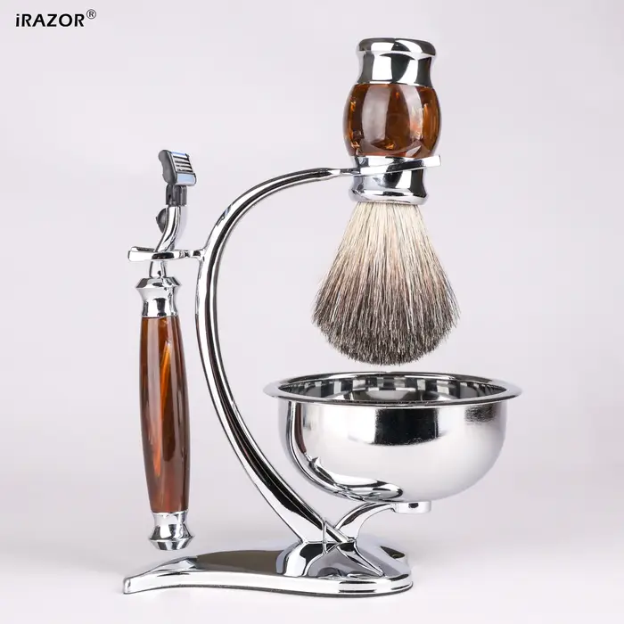 IRAZOR Kit de rasage professionnel pour hommes-Mach 3 lame de rasoir blaireau cheveux accessoire de barbier outil