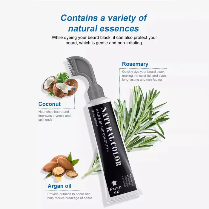 Crème de teinture pour barbe noire de 2 Minutes avec peigne