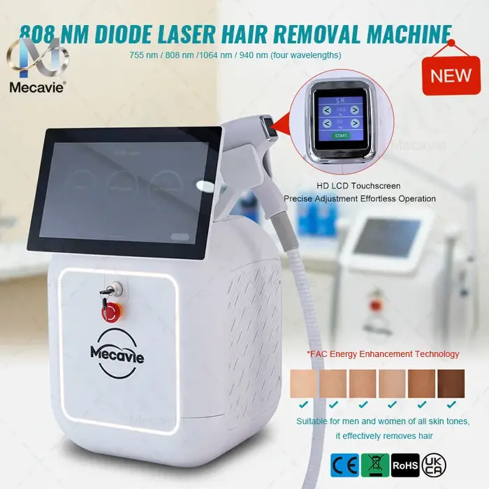 Appareil professionnel d'épilation au laser à diode 4Waves avec technologie de refroidissement par glace