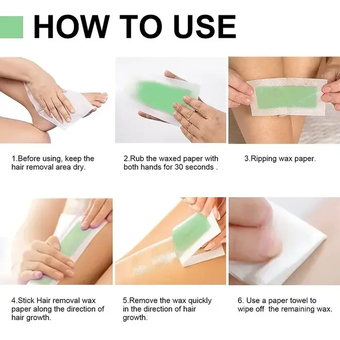 Bandes de cire professionnelles vertes pour l'épilation, 5/10/20/50 feuilles, papier ciré double face pour le corps, les jambes, le visage et le bikini, utiles