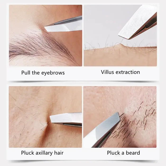 Pince à sourcils inclinée en acier inoxydable