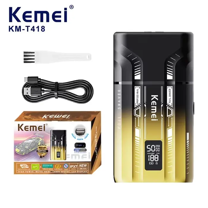 Rasoir électrique KEMEI KM-T418 à 2 lames oscillantes pour homme