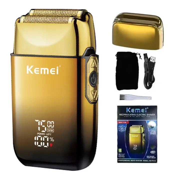 Kemei TX10 rasoir électrique cheveux Rechargeable visage et barbe feuille