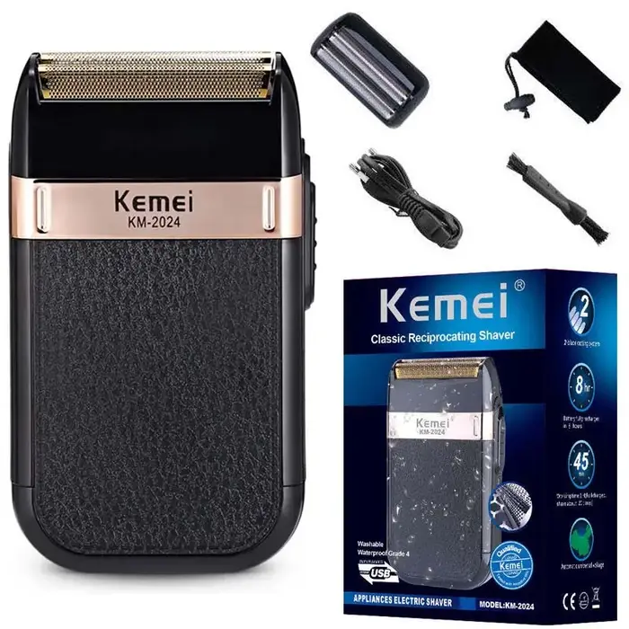 Kemei puissant rasoir rechargeable pour hommes feuille