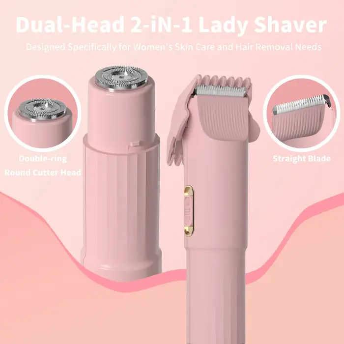 Tondeuse à cheveux électrique 2 en 1 OMUONE pour femmes, rasoir double tête, rasoir pour le corps, le visage et le bikini, rechargeable par USB, sans fil, portable