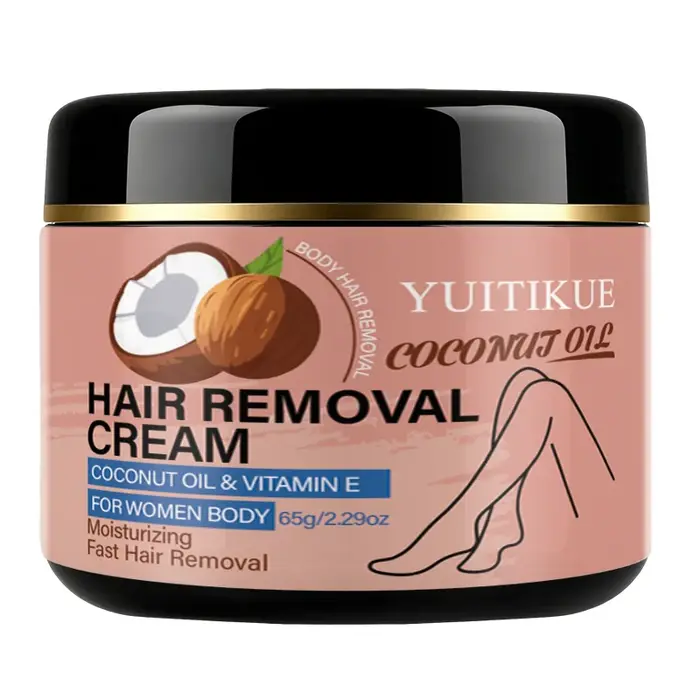 Crème dépilatoire à l'huile de coco YUITIKUE 65g - Enrichie en vitamine E, douce et hydratante pour femmes