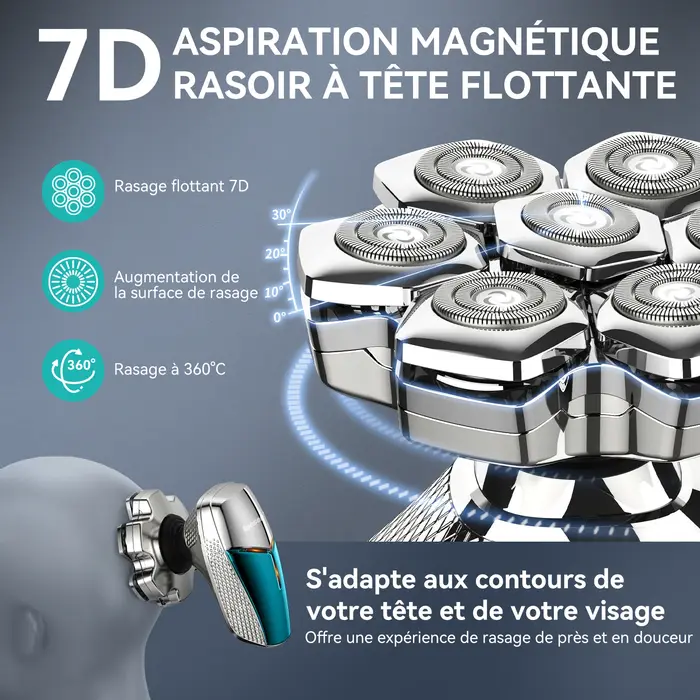Kensen S18 rasoir électrique pour hommes Rechargeable 7D coupe flottante magnétique 5 en 1
