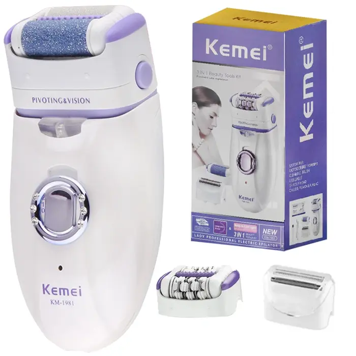 Kemei 1981 3in1 électrique femmes épilateur femme rasoir jambe corps épilation dépilatoire dame Bikini tondeuse pied callosités dissolvant