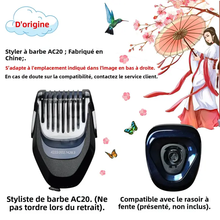 Styler de barbe réglable AC20 avec 5 réglages de longueur pour rasoir S5531 S5666 S7731 S7782 S8050 S9987 XP9201 XP9405