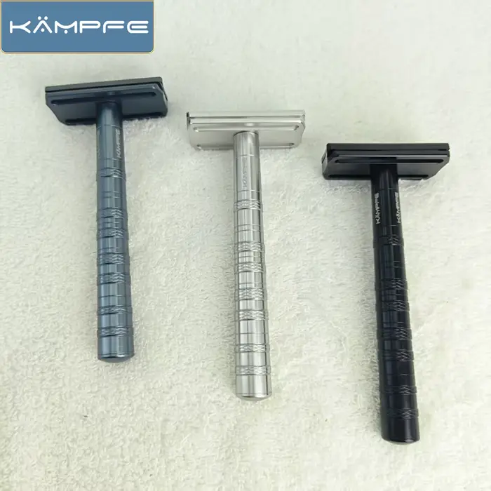 Rasoir de sécurité classique à double tranchant KAMPFE en aluminium, 5 lames, rasoir traditionnel po