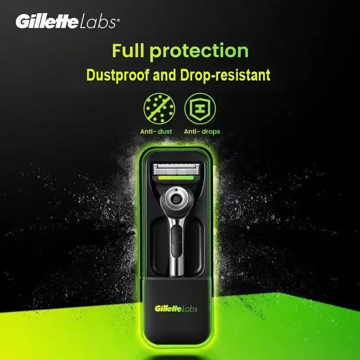 Boîte de voyage pour rasoir Portable, adaptée aux rasoirs Gillettte Labs, Anti-poussière, Anti-chute, mallette de rangement pour rasoir en plastique et Silicone de haute qualité